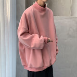 Foesce 4 Colors Fleece Hoodie Men Fashion Casual Stand-up Collar Sweatshirt Men Streetwear Loose Hip-hop Pullover Hoodies Mens Hoody