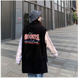 Vest bottom shirt two-piece large size women's v-neck vest + Korean loose spring autumn long-sleeved tops unisex hip hop street