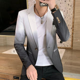 Foesce New Men's Blazer Fashion Spring Summer Clothing Male Suit Jacket Gradient Color Casual Slim Fit Fancy Party Singer Blazzer Coat