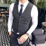 High quality suit vest men fashion wedding dress vest plaid formal business attire slim wed waistcoat korean sleeveless gilet