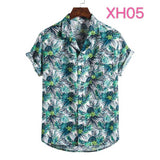 Fashion Dot Mens Hawaiian Beach Shirts  Summer New Short Sleeve Floral Print Tropical Aloha Shirts Holiday Vacation Clothing