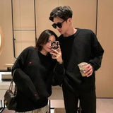 Lovers Wear Autumn Winter New Love Embroidery Printing Lazy Wind Pullover Sweater Knitted Jackets Female Trendy Korean Tops