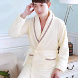 Flannel Dragon Crane Men Kimono Bathrobe Gown Casual Nightwear Winter Thick Warm Sleepwear Nightgown Plus Size Loose Homewear