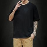 Foesce New Summer Men's T Shirt Fashion Solid T Shirt Mens Oversized Hip Hop Short Sleeve Casual Cotton Mens Streetwear Top Tees