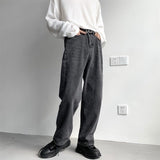 Foesce Korean Men's Baggy Homme Casual Pants Classic Cargo Pocket Blue/black Color Jeans Biker Denim Oversized Trousers M-2XL