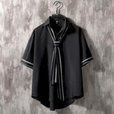 Foesce Short-sleeved Shirt Men Bouse Women White Japanese Summer Short Sleeve Student Korean Loose Fairy Tie Shirts Retro Clothes