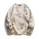 Men Hip Hop Knitted Jumper Sweaters Swan Printed Streetwear Harajuku Autumn Oversize Hipster Casual Pullovers pull homme