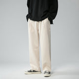 Foesce Summer Thin Casual Pants Men's Fashion Black Apricot Wide-leg Pants Men Loose Breathable Ice Silk Pants Mens Trousers S-5XL