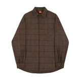 Autumn Thick Woolen Plaid Shirts Men's Casual Loose Korean Trend Long Sleeve Button Up fit Tops Fashion
