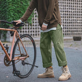 Autumn Cotton Casual Pants Men's Fashion Black/Khaki/Green Straight Pants Men Streetwear Loose Hip-hop Cargo Pants Mens Overalls