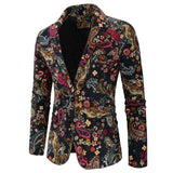 Fashion Men Slim fit Casual Blazers Men Nation Style 3D Flower Printed Long Sleeve Mens Suits Casual Lapel Party Club Tuxedo