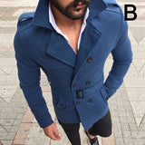 Foesce New Jacket Men's Fashion Slim Fit Long Sleeve Suit Top Windbreaker Trench Coat Men Autumn Winter Warm Button Coat