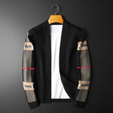Fashion Brand European Luxury Men's Classic Plaid Knitted Cardigan Sweater Casual Large Long Sleeve Cardigan Jacket