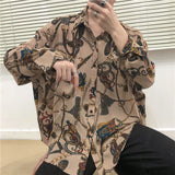 Vintage Fashion 2023 New Beach Hawaii Shirts for Men Harajuku Floral Print Long Sleeve Casual Loose Blouse Button Up Shirt