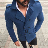 Foesce New Jacket Men's Fashion Slim Fit Long Sleeve Suit Top Windbreaker Trench Coat Men Autumn Winter Warm Button Coat