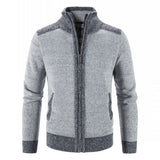 Foesce New Men's Sweater Coat Fashion Patchwork Cardigan Men Knitted Sweater Jacket Slim Fit Stand Collar Thick Warm Cardigan Coats Men