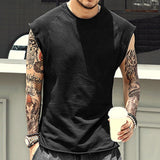 Foesce Oversized T Shirt Summer Men T-Shirt Fashion Crew Neck Sleeveless  T-Shirts Men Hip Hop Basic Male Vintage Vest Tops Tees Shirts
