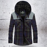 Winter Jacket Men Fleece Warm Jacket Shirts Coat Pure Cotton Plaid Hooded Jackets Coats Single Breasted chaquetas hombre M-XXXL