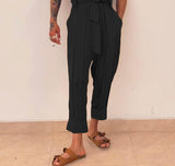 Foesce New Men's High Waist Long Pants Pleated Trouser Solid Color Comeforbable Leisure Baggy Fashionable Suits Pantalons