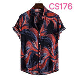 Fashion Dot Mens Hawaiian Beach Shirts  Summer New Short Sleeve Floral Print Tropical Aloha Shirts Holiday Vacation Clothing
