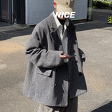 High Quality Business Casual Blazers Korean Style Striped Woolen cloth Men's Autumn Winter Streetwear Fashion Suit Jackets