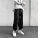 Foesce -Men's Fashion Wide Leg Pants Baggy Homme Casual Pants Cargo Pocket Jeans Black/blue Color Biker Denim Loose Trousers M-5XL