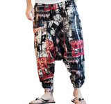 Men Harem Pants Print Retro Drop Crotch Joggers Cotton Trousers Men Baggy Loose Nepal Style Men Casual Pants S-5XL