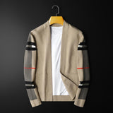 Fashion Brand European Luxury Men's Classic Plaid Knitted Cardigan Sweater Casual Large Long Sleeve Cardigan Jacket