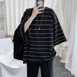 Summer Striped T Shirt Men's Fashion Casual Loose Short-sleeved T-shirt Men Streetwear Wild Hip-hop Tshirt Mens Tops M-2XL