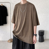 Summer Pleated T-shirt Men Fashion Oversized Casual Short-sleeved T Shirt Men Streetwear Korean Loose Hip-hop Tshirt Mens Tops