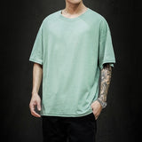 Foesce New Summer Men's T Shirt Fashion Solid T Shirt Mens Oversized Hip Hop Short Sleeve Casual Cotton Mens Streetwear Top Tees
