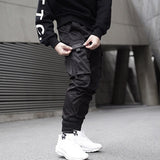 Hip Hop Cargo Pants Ribbons Men Black Streetwear Harajuku Techwear Tactical Pants Trousers Harem Joggers Sweatpants Punk