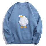 Harajuku Sweater Pullover Men Crooked Duck Print Knitted Sweaters Loose Jumpers Fashion Casual Spring Sweater Pullover Women