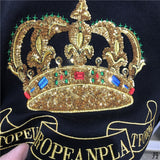 Foesce Luxury Gold Black Embroidery Sequin Crown Sweatshirts Men Sudadera Hombre Baroque Club Outwear Sweat Homme Harajuku Sweatshirt
