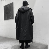 Foesce Men's Medium And Long Cotton Windbreaker Black Coat Windbreaker Fashion New Winter Cotton Jacket