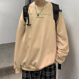 Foesce  Men Sweatshirts Harajuku Vintage Fleece Letter Print Casual Hoodies Fashion Basic Man O Neck Pullovers Korean Clothing