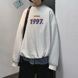 Foesce  Men Sweatshirts Harajuku Vintage Fleece Letter Print Casual Hoodies Fashion Basic Man O Neck Pullovers Korean Clothing