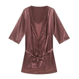 Fashion Men Robes Brand Sexy Ice Silk Men Bathrobe Sleepwear Short Sleeve Bath Robe Sleep Lounge