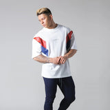 European And American Cross Border Muscle Brothers Sports Fitness Men's Short Sleeved T-shirt Fashion Casual Cotton Loose Short
