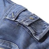 Men's Blue Cargo Jeans Multi Pockets Long Straight fit Denim Pants High Quality Men's Outdoor Casual Jeans