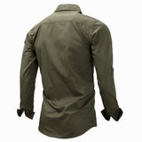 Fashion Mens Shirts Casual Slim Fit 100% Cotton Koszula Long Sleeves Military Men Zip Shirt Camisa Masculina Para Hombre