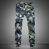 Foesce New Fashion Summer Spring Autumn Men Floral Print Joggers Male Casual Summer Pants Mens Sweatpants Linen Pants Men Trouser