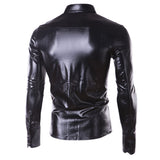 Foesce Night Club Wear Men's Dress Shirts Camisa Social Brand Slim Long Sleeve Shirt Men Coated Metallic Button Down Black Shirts