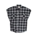 High Street Oversized Plaid Sleeveless Shirts Side Zipper Checkered Mens Justin Bieber Tide Multi-color Loose Waistcoat Shirt