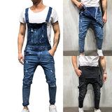 Fashion Men's Ripped Jeans Jumpsuits Hi Street Distressed Denim Bib Overalls For Man Suspender Pants Size S-XXXL