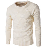 Foesce Autumn Men's Casual Pullover Wool sweater , Warm winter men's round neck solid sweater men , Fashion twist knit sweater