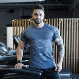 Foesce Compression Quick dry T-shirt Men Running Sport Skinny Short Tee Shirt Male Gym Fitness Bodybuilding Workout Black Tops Clothing