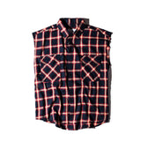 High Street Oversized Plaid Sleeveless Shirts Side Zipper Checkered Mens Justin Bieber Tide Multi-color Loose Waistcoat Shirt
