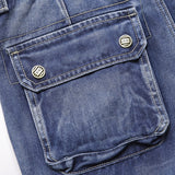 Men's Blue Cargo Jeans Multi Pockets Long Straight fit Denim Pants High Quality Men's Outdoor Casual Jeans