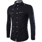 Foesce Arrival Spring/Autumn Men Long Sleeve Cargo Shirt Casual Slim Fit Fashion Epaulet Double Pocket Mens Dress Shirt M L XL XXL